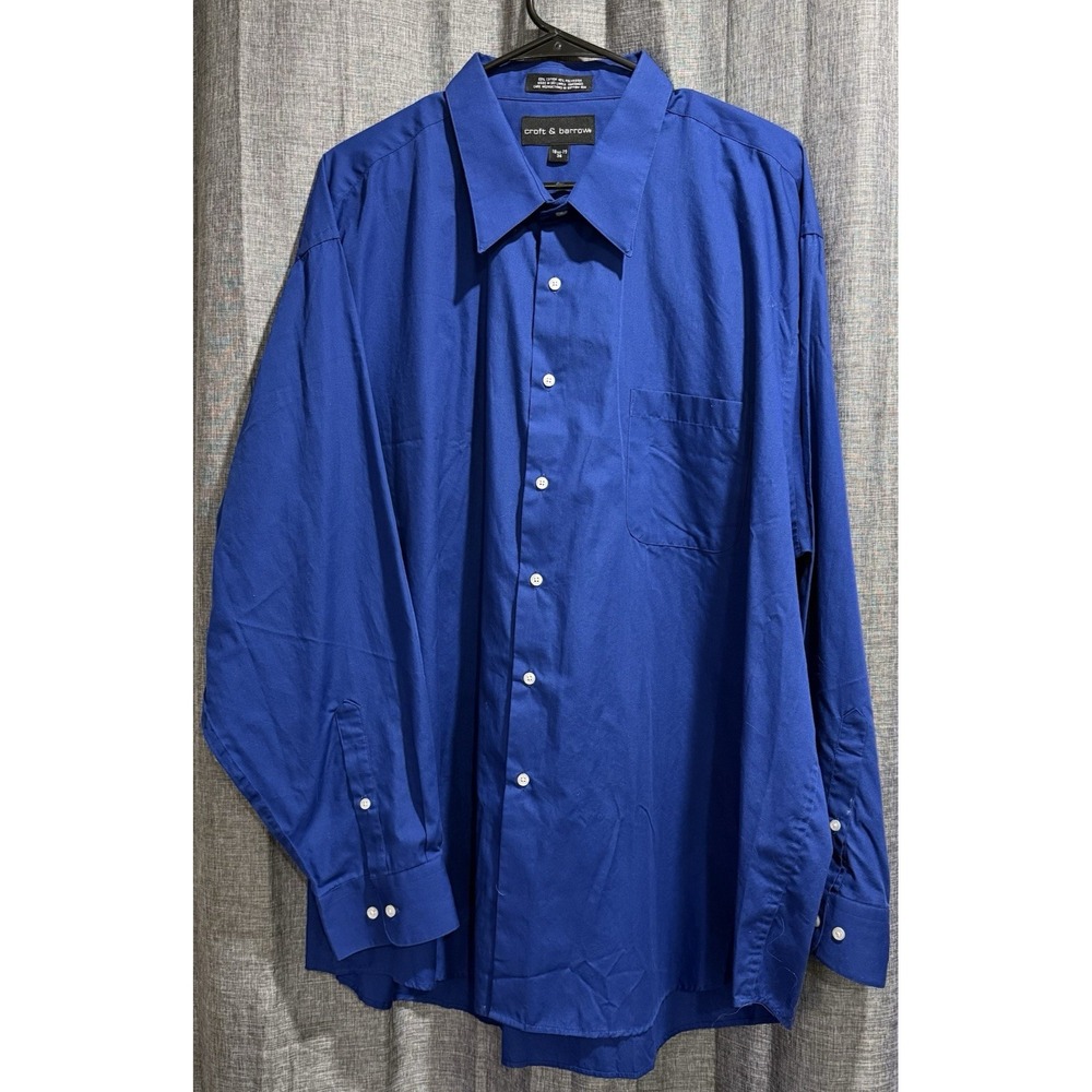 Croft & Barrow Men's Size 18 1/2-19 36 Button Down Long Sleeve Royal Blue Shirt